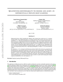 Quantifying identifiability to choose and audit $ε$ in
  differentially private deep learning