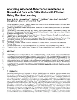 Analysing Wideband Absorbance Immittance in Normal and Ears with Otitis
  Media with Effusion Using Machine Learning