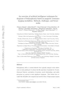An overview of artificial intelligence techniques for diagnosis of
  Schizophrenia based on magnetic resonance imaging modalities: Methods,
  challenges, and future works