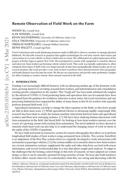 Remote Observation of Field Work on the Farm