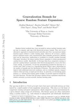 Generalization Bounds for Sparse Random Feature Expansions