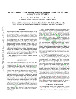 Front-end Diarization for Percussion Separation in Taniavartanam of
  Carnatic Music Concerts