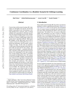 Continuous Coordination As a Realistic Scenario for Lifelong Learning