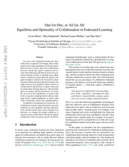 One for One, or All for All: Equilibria and Optimality of Collaboration
  in Federated Learning