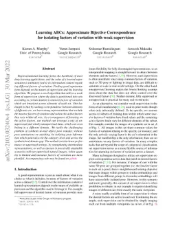 Learning ABCs: Approximate Bijective Correspondence for isolating
  factors of variation with weak supervision