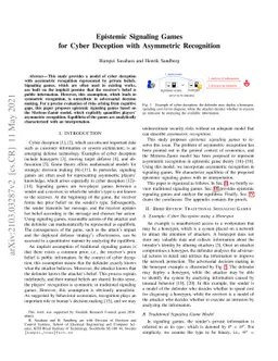 Epistemic Signaling Games for Cyber Deception with Asymmetric
  Recognition