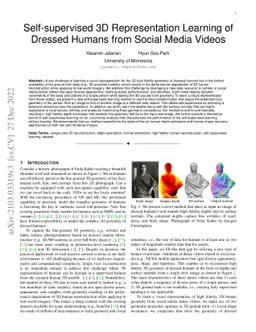 Self-supervised 3D Representation Learning of Dressed Humans from Social
  Media Videos