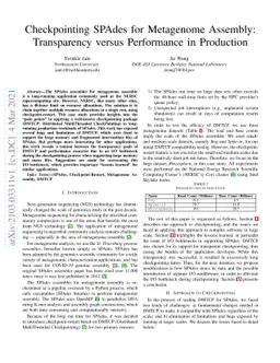 Checkpointing SPAdes for Metagenome Assembly: Transparency versus
  Performance in Production