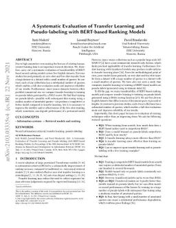 A Systematic Evaluation of Transfer Learning and Pseudo-labeling with
  BERT-based Ranking Models