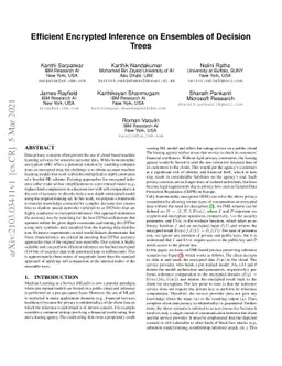 Efficient Encrypted Inference on Ensembles of Decision Trees