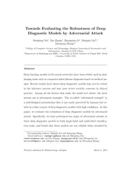Towards Evaluating the Robustness of Deep Diagnostic Models by
  Adversarial Attack