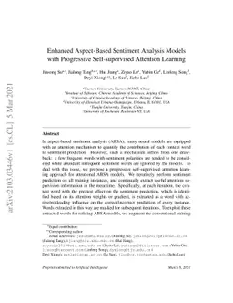 Enhanced Aspect-Based Sentiment Analysis Models with Progressive
  Self-supervised Attention Learning