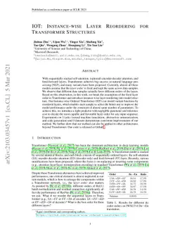 IOT: Instance-wise Layer Reordering for Transformer Structures