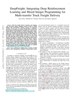 DeepFreight: Integrating Deep Reinforcement Learning and Mixed Integer
  Programming for Multi-transfer Truck Freight Delivery
