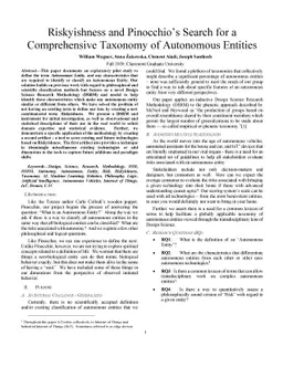 Pilot Investigation for a Comprehensive Taxonomy of Autonomous Entities