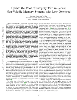 Update the Root of Integrity Tree in Secure Non-Volatile Memory Systems
  with Low Overhead