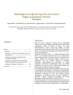 Challenges of engineering safe and secure highly automated vehicles