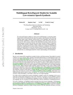 Multilingual Byte2Speech Models for Scalable Low-resource Speech
  Synthesis