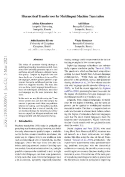 Hierarchical Transformer for Multilingual Machine Translation