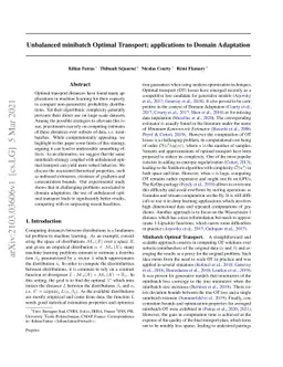 Unbalanced minibatch Optimal Transport; applications to Domain
  Adaptation