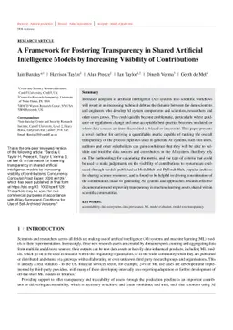 A framework for fostering transparency in shared artificial intelligence
  models by increasing visibility of contributions