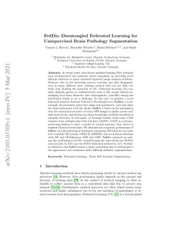 FedDis: Disentangled Federated Learning for Unsupervised Brain Pathology
  Segmentation
