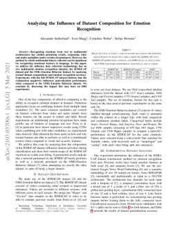 Analyzing the Influence of Dataset Composition for Emotion Recognition