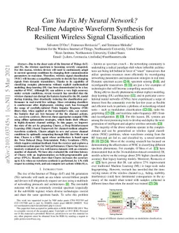 Can You Fix My Neural Network? Real-Time Adaptive Waveform Synthesis for
  Resilient Wireless Signal Classification
