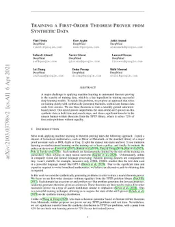Training a First-Order Theorem Prover from Synthetic Data