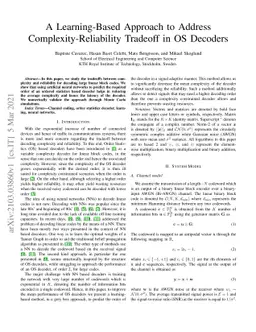 A Learning-Based Approach to Address Complexity-Reliability Tradeoff in
  OS Decoders