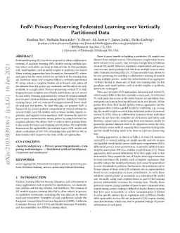 FedV: Privacy-Preserving Federated Learning over Vertically Partitioned
  Data