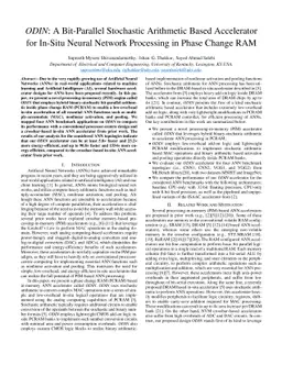 ODIN: A Bit-Parallel Stochastic Arithmetic Based Accelerator for In-Situ
  Neural Network Processing in Phase Change RAM