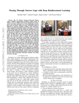 Passing Through Narrow Gaps with Deep Reinforcement Learning