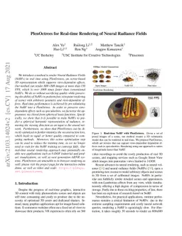 PlenOctrees for Real-time Rendering of Neural Radiance Fields