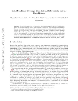 U.S. Broadband Coverage Data Set: A Differentially Private Data Release