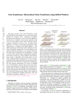 Swin Transformer: Hierarchical Vision Transformer using Shifted Windows