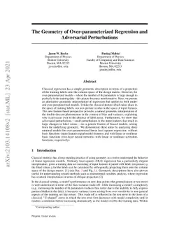 The Geometry of Over-parameterized Regression and Adversarial
  Perturbations
