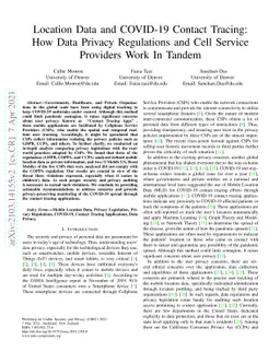 Location Data and COVID-19 Contact Tracing: How Data Privacy Regulations
  and Cell Service Providers Work In Tandem