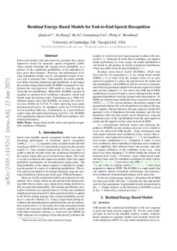Residual Energy-Based Models for End-to-End Speech Recognition