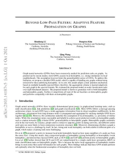 Beyond Low-Pass Filters: Adaptive Feature Propagation on Graphs
