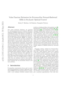 Value Function Estimators for Feynman-Kac Forward-Backward SDEs in
  Stochastic Optimal Control