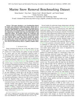 Marine Snow Removal Benchmarking Dataset