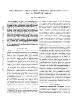 Robust Pandemic Control Synthesis with Formal Specifications: A Case
  Study on COVID-19 Pandemic