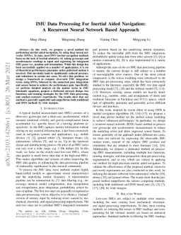 IMU Data Processing For Inertial Aided Navigation: A Recurrent Neural
  Network Based Approach