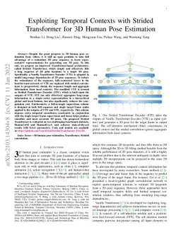 Exploiting Temporal Contexts with Strided Transformer for 3D Human Pose
  Estimation