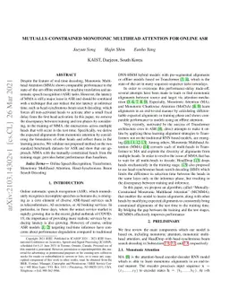 Mutually-Constrained Monotonic Multihead Attention for Online ASR