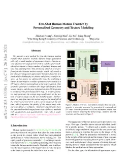 Few-Shot Human Motion Transfer by Personalized Geometry and Texture
  Modeling