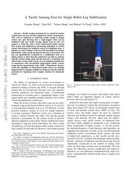 A Tactile Sensing Foot for Single Robot Leg Stabilization