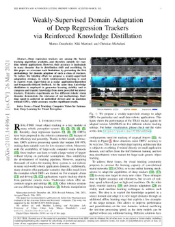 Weakly-Supervised Domain Adaptation of Deep Regression Trackers via
  Reinforced Knowledge Distillation