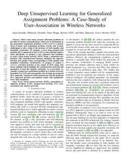 Deep Unsupervised Learning for Generalized Assignment Problems: A
  Case-Study of User-Association in Wireless Networks